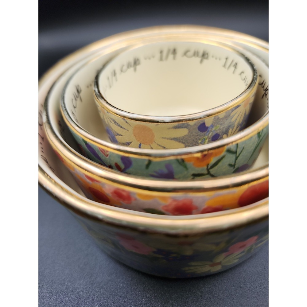 🌺Natural Life Ceramic Nesting Measuring Cups In A Multi-floral Design. Set of 4 - Picture 9 of 9
